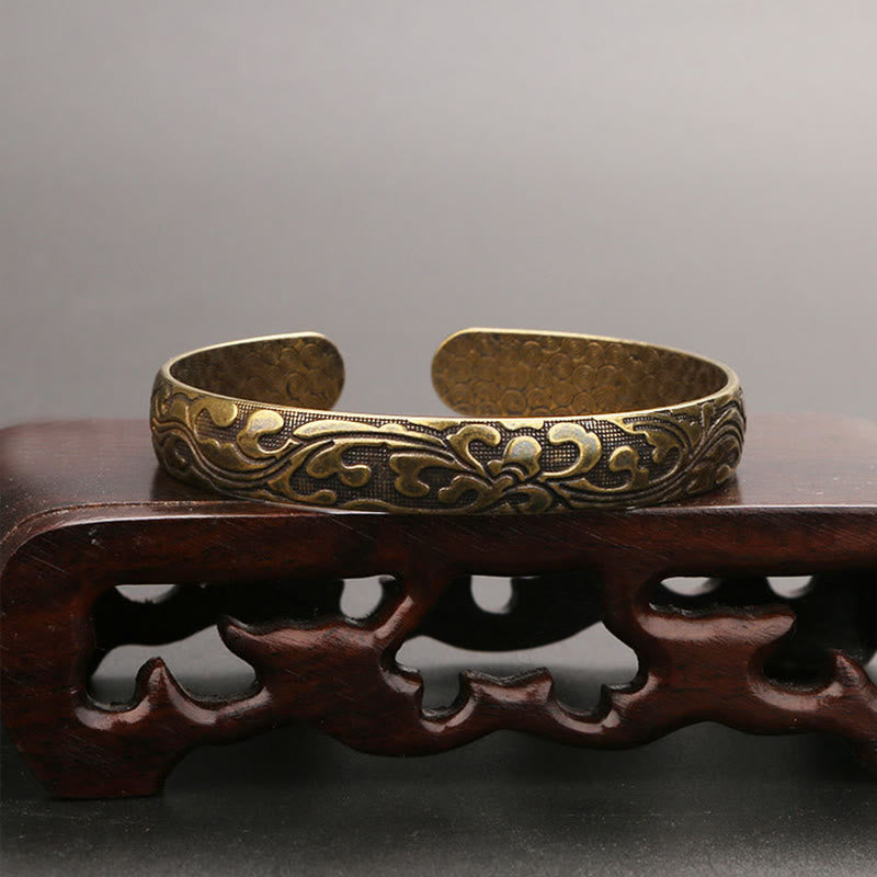 Buddha Stones Kwiaty Miedź Mosiądz Równowaga Samoopieka Mankiet Bransoletka Bangle