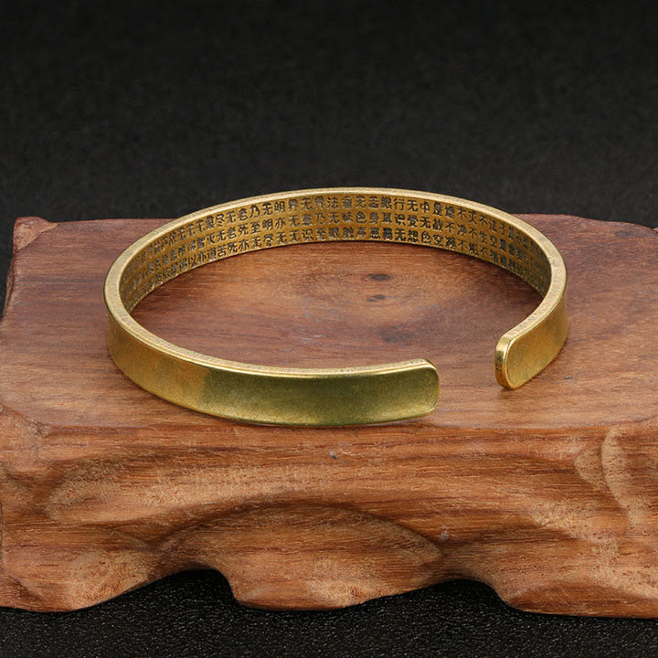 Buddha Stones Sześć Prawdziwych Słów 'om Mani Padme Hum' Sutra Serca Miedź Mosiądz Mądrość Pokój Mankiet Bransoletka Bangle