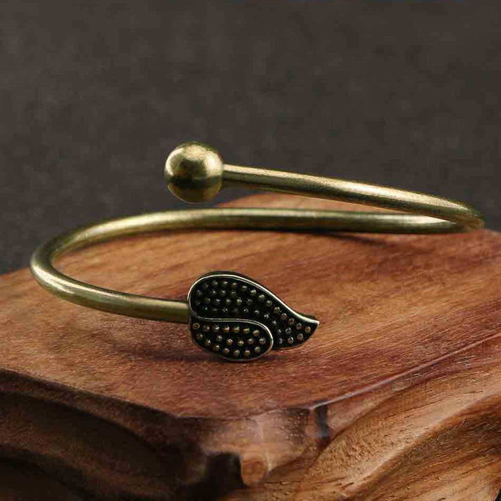 Buddha Stones Liść Koralik Miedź Mosiądz Szczęście Bogactwo Mankiet Bransoletka Bangle