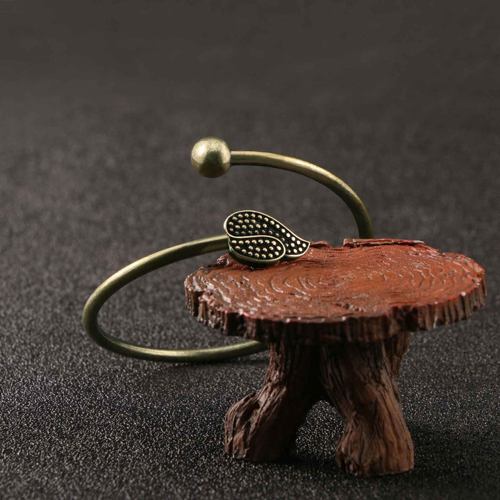 Buddha Stones Liść Koralik Miedź Mosiądz Szczęście Bogactwo Mankiet Bransoletka Bangle