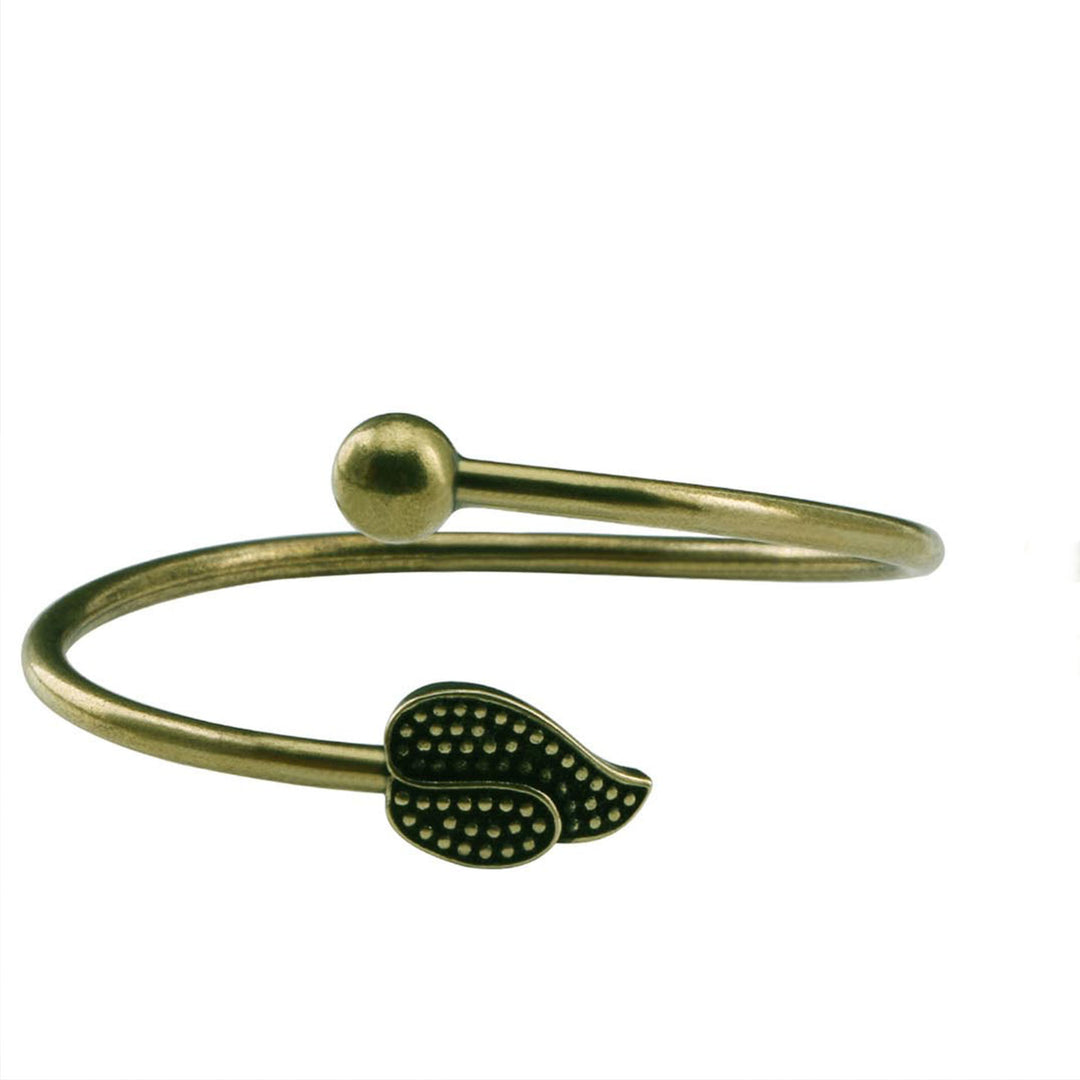 Buddha Stones Liść Koralik Miedź Mosiądz Szczęście Bogactwo Mankiet Bransoletka Bangle