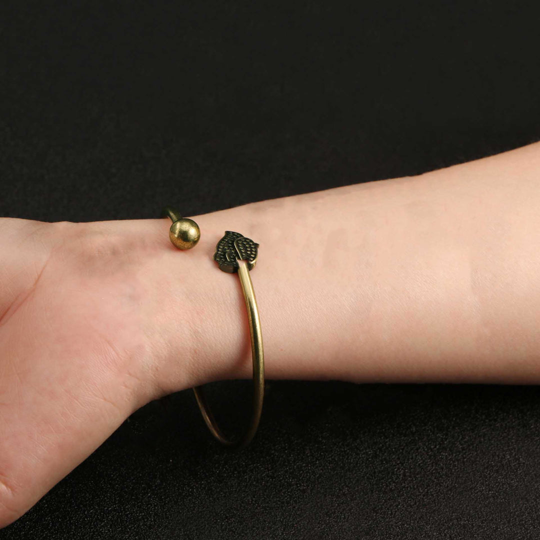 Buddha Stones Liść Koralik Miedź Mosiądz Szczęście Bogactwo Mankiet Bransoletka Bangle
