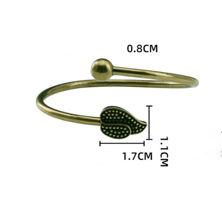 Buddha Stones Liść Koralik Miedź Mosiądz Szczęście Bogactwo Mankiet Bransoletka Bangle