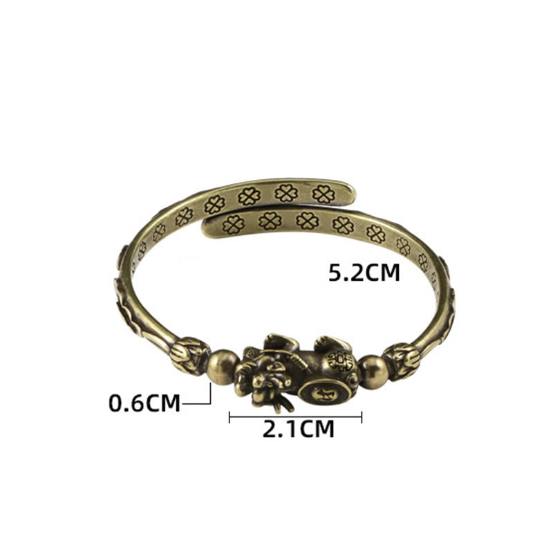 Buddha Stones Pi Xiu Niosący Monetę Sztabka Miedź Mosiądz Szczęście Bogactwo Bransoletka Bangle