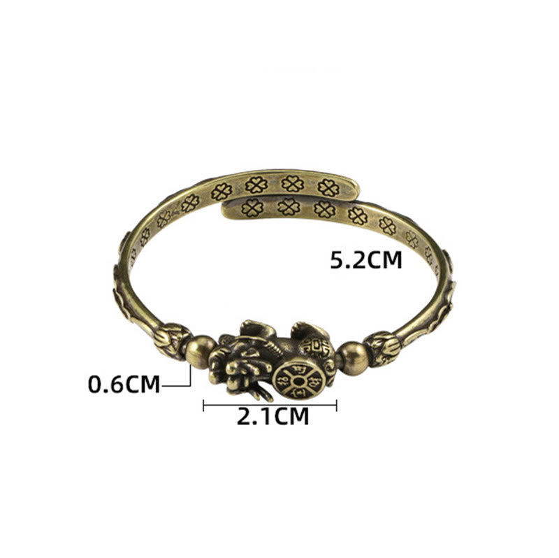 Buddha Stones Pi Xiu Niosący Monetę Sztabka Miedź Mosiądz Szczęście Bogactwo Bransoletka Bangle