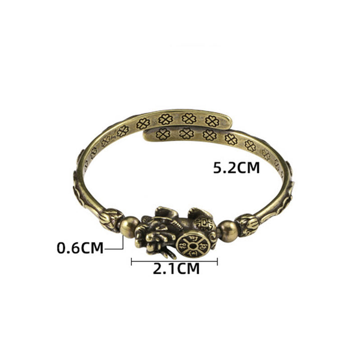 Buddha Stones Pi Xiu Niosący Monetę Sztabka Miedź Mosiądz Szczęście Bogactwo Bransoletka Bangle
