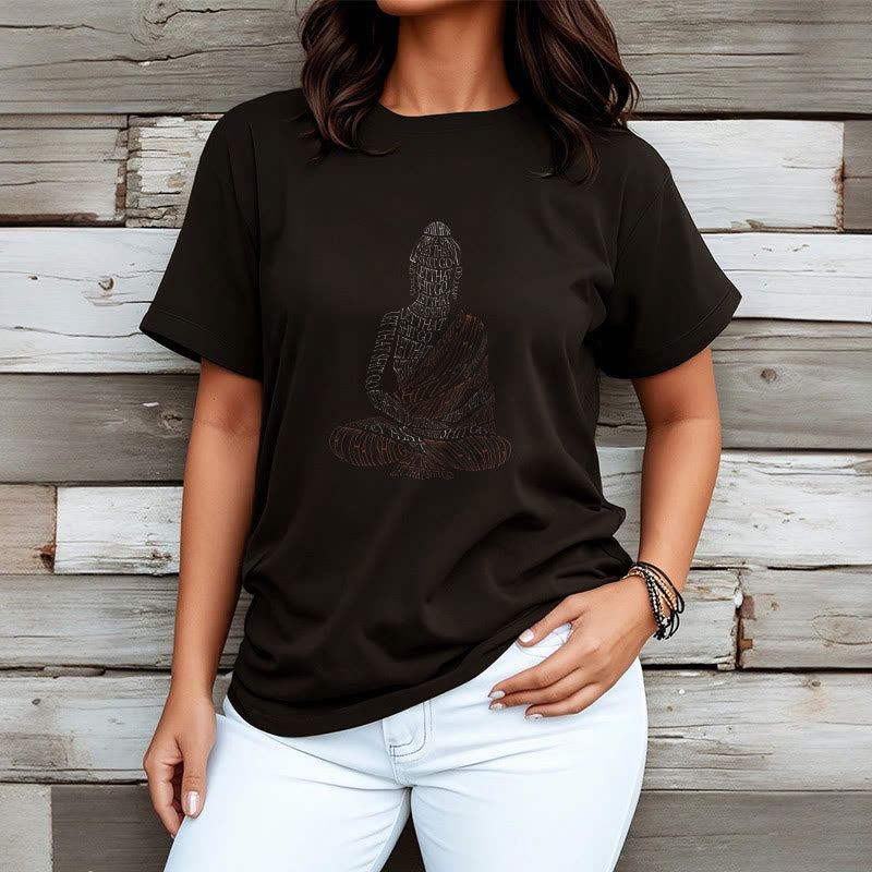 Buddha Stones Medytujący Budda Let That Shit Go Wzór T-shirt - image 7