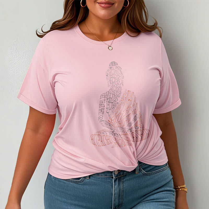 Buddha Stones Medytujący Budda Let That Shit Go Wzór T-shirt - image 13