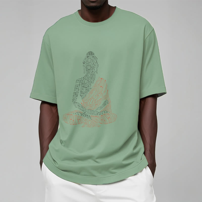 Buddha Stones Medytujący Budda Let That Shit Go Wzór T-shirt - image 15