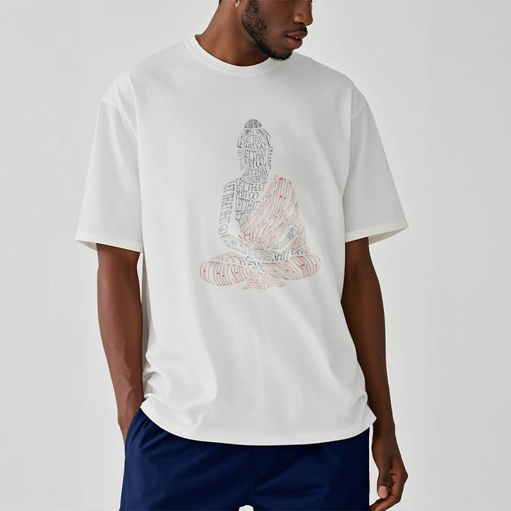 Buddha Stones Medytujący Budda Let That Shit Go Wzór T-shirt - image 1