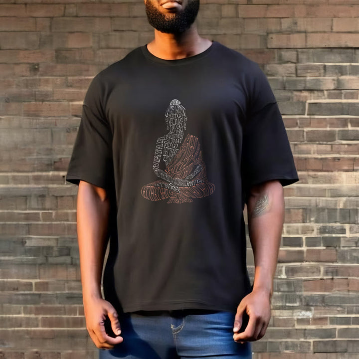 Buddha Stones Medytujący Budda Let That Shit Go Wzór T-shirt - image 6