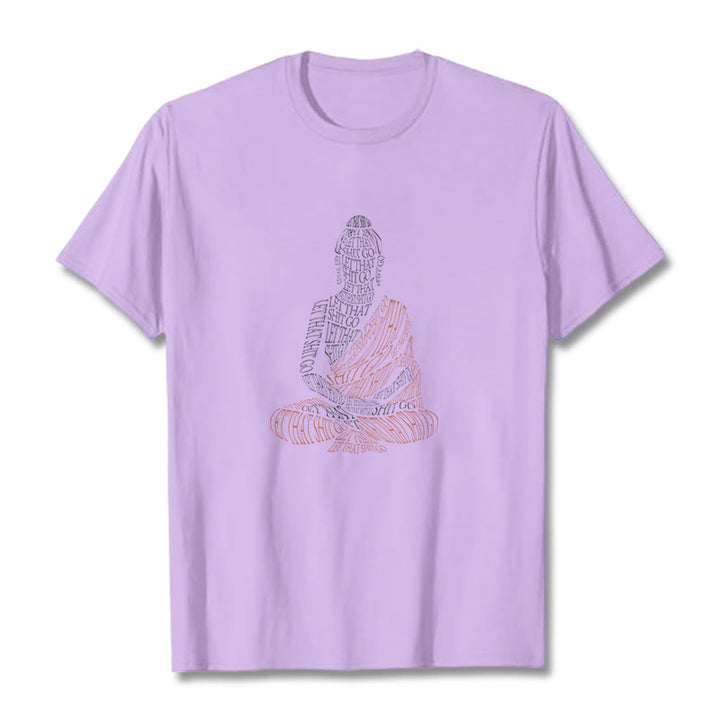 Buddha Stones Medytujący Budda Let That Shit Go Wzór T-shirt - Śliwka - 2XL - image 16