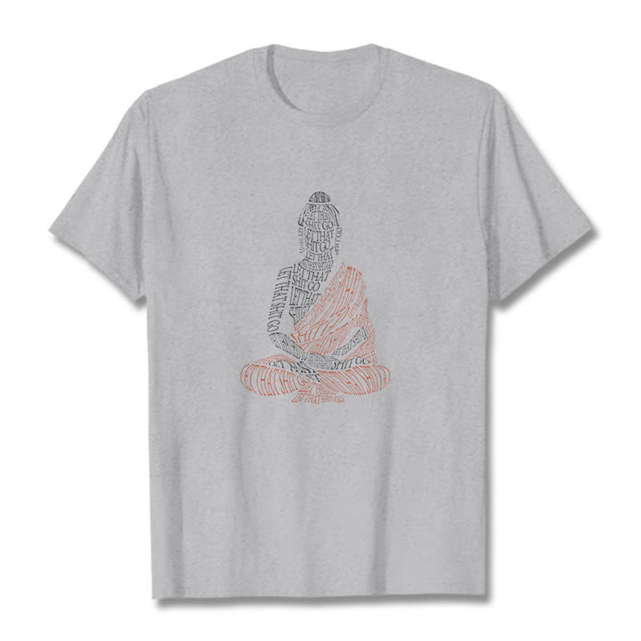Buddha Stones Medytujący Budda Let That Shit Go Wzór T-shirt - Jasnoszary - 2XL - image 19