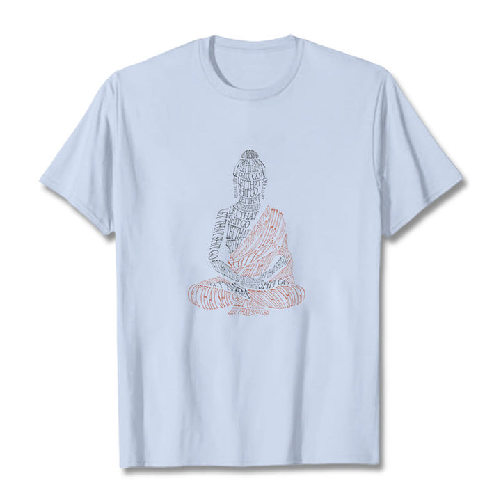 Buddha Stones Medytujący Budda Let That Shit Go Wzór T-shirt - Jasnoniebieski - 2XL - image 18