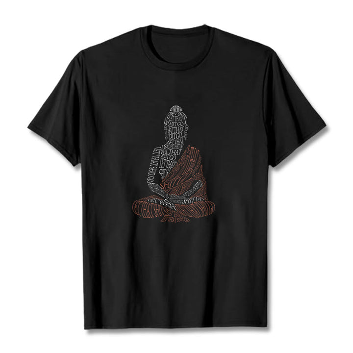 Buddha Stones Medytujący Budda Let That Shit Go Wzór T-shirt - Czarny - 2XL - image 4