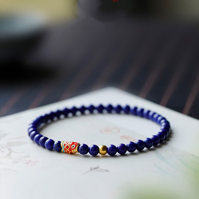 Bransoletka z Buddha Stones Lazuryt Koi Fish Positive