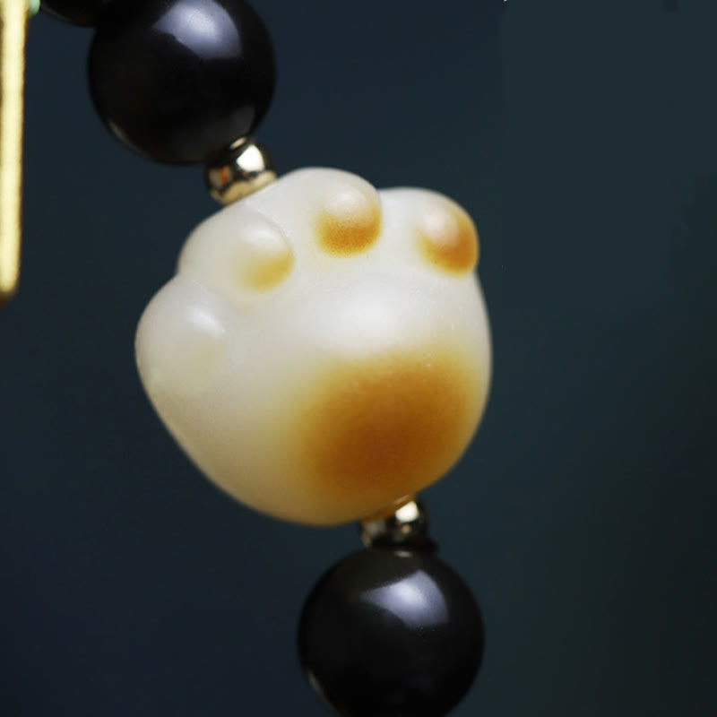 Buddha Stones Czarny Obsydian Łapa Kota Bodhi Nasiona Szczęścia Urok Bransoletka Oczyszczająca - image 14