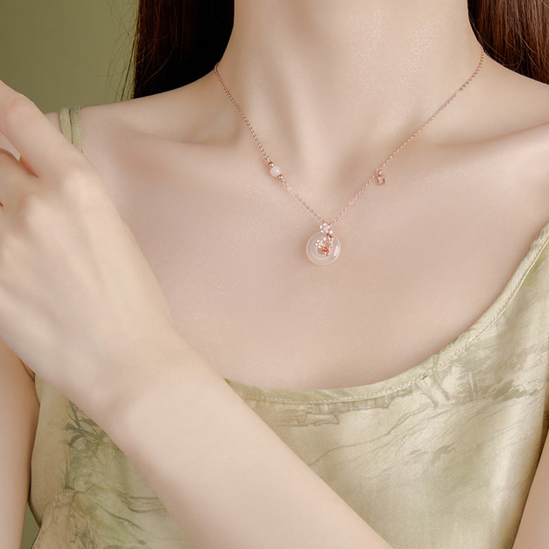 Buddha Stones Chalcedon Różowy Kryształ 925 Srebro Sterling Kwiaty Koi Ryba Pokój Klamra Pozytywny Naszyjnik Wisiorek - image 10