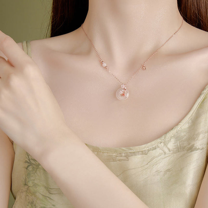 Buddha Stones Chalcedon Różowy Kryształ 925 Srebro Sterling Kwiaty Koi Ryba Pokój Klamra Pozytywny Naszyjnik Wisiorek - image 10