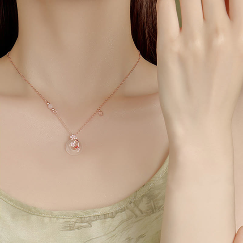 Buddha Stones Chalcedon Różowy Kryształ 925 Srebro Sterling Kwiaty Koi Ryba Pokój Klamra Pozytywny Naszyjnik Wisiorek - image 12