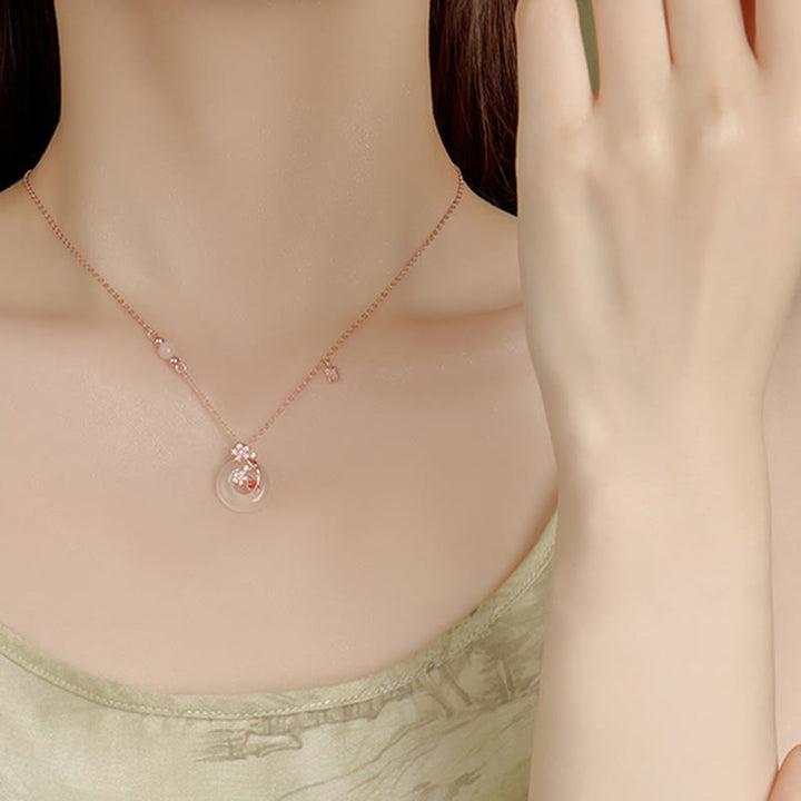 Buddha Stones Chalcedon Różowy Kryształ 925 Srebro Sterling Kwiaty Koi Ryba Pokój Klamra Pozytywny Naszyjnik Wisiorek - image 12