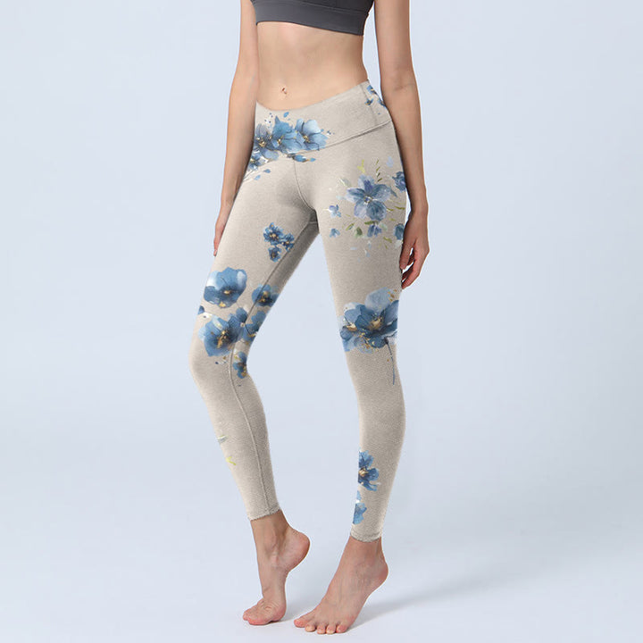 Leginsy do jogi damskie Buddha Stones Dark Blue Flower Gym - Pszenica - US18, UK/AU22, EU50 (4XL) - image 1