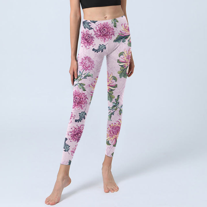 Leginsy do jogi damskie Buddha Stones Pink Chrysanthemum Gym - image 6