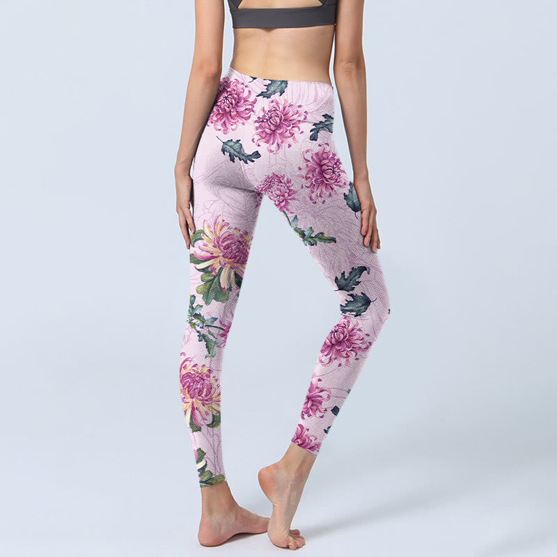 Leginsy do jogi damskie Buddha Stones Pink Chrysanthemum Gym - image 4
