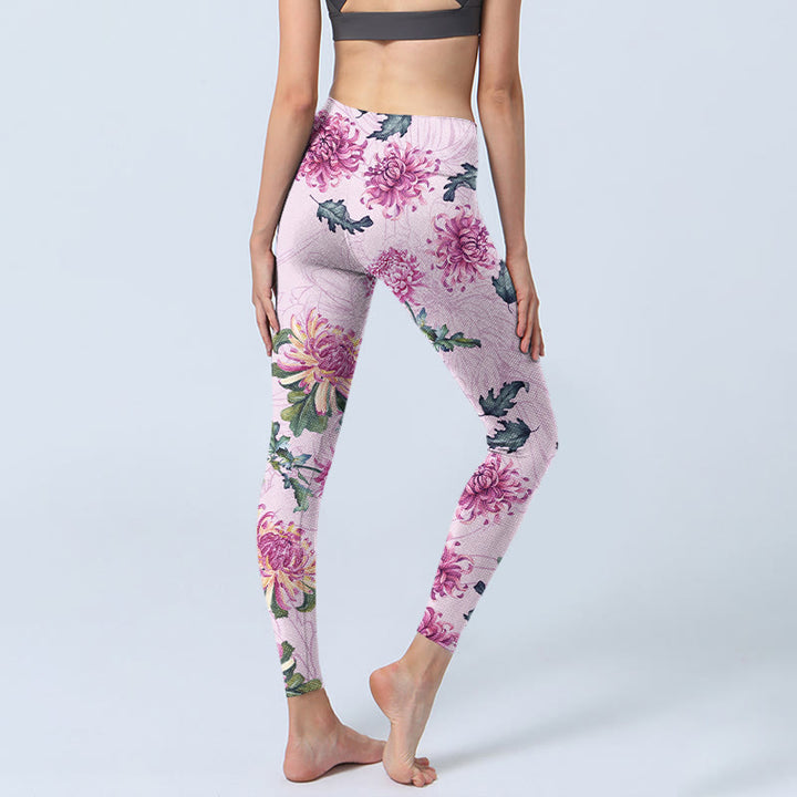 Leginsy do jogi damskie Buddha Stones Pink Chrysanthemum Gym - image 4