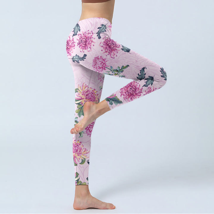 Leginsy do jogi damskie Buddha Stones Pink Chrysanthemum Gym - image 3