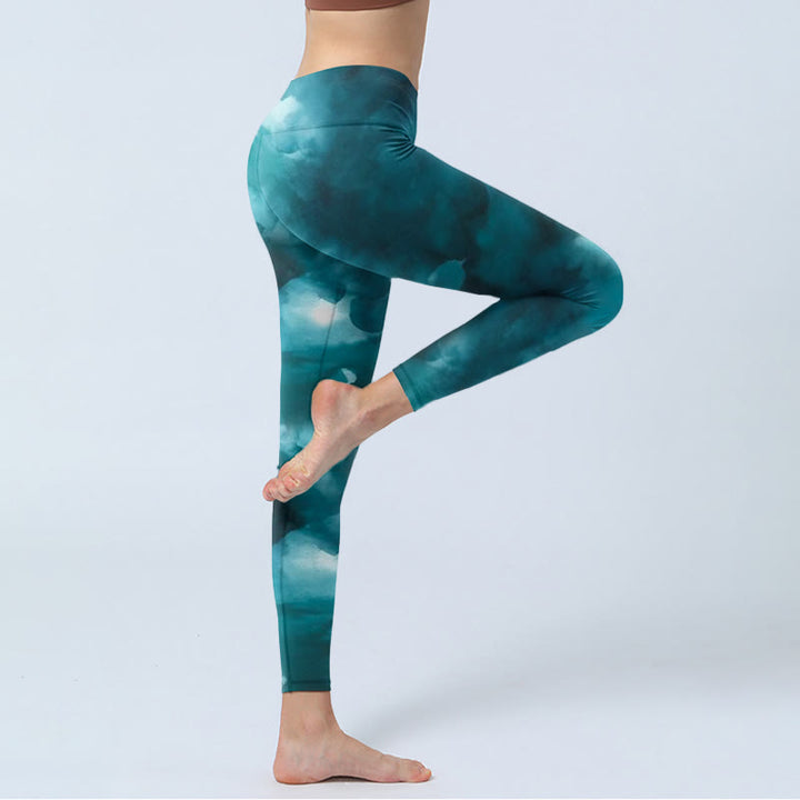 Leginsy do jogi damskie Buddha Stones Dark Green Cloud Gym - image 3