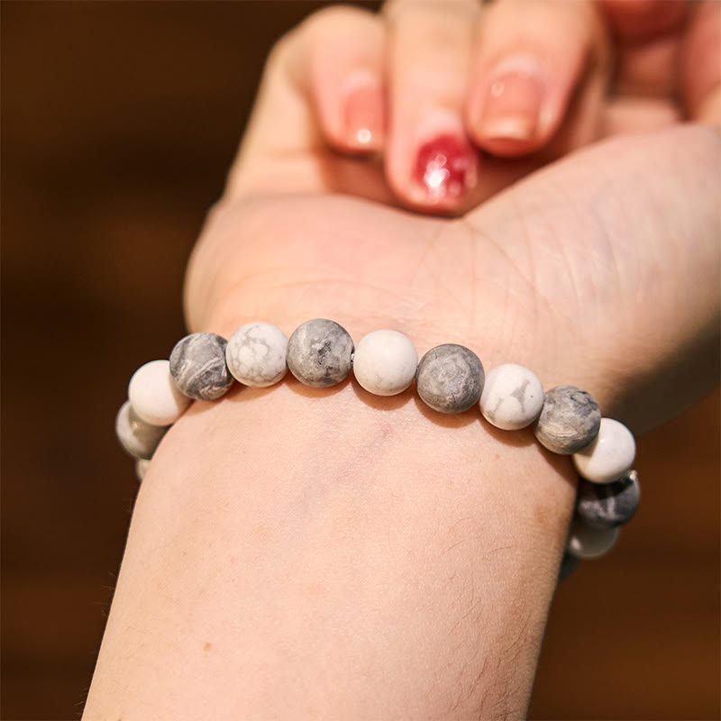 Bransoletka Buddha Stones Picasso Jasper White Turquoise Courage
