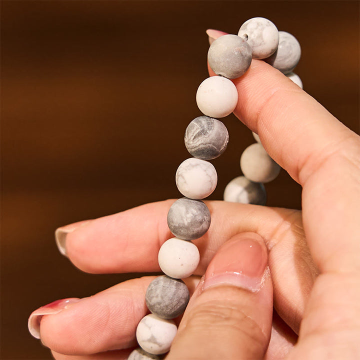 Bransoletka Buddha Stones Picasso Jasper White Turquoise Courage