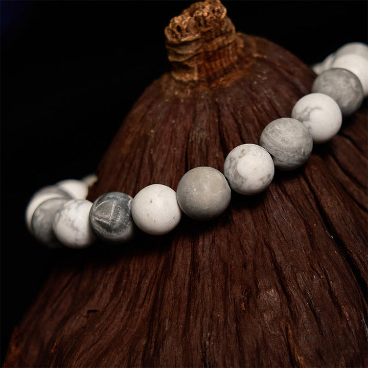 Bransoletka Buddha Stones Picasso Jasper White Turquoise Courage