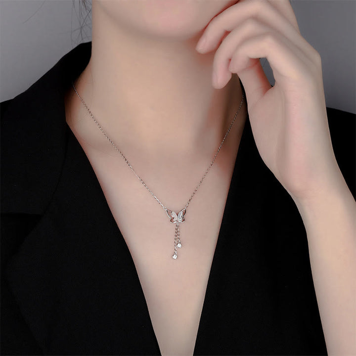 Buddha Stones 999 Srebro Tridacna Kamień Motyl Spokój Naszyjnik Wisiorek - image 9