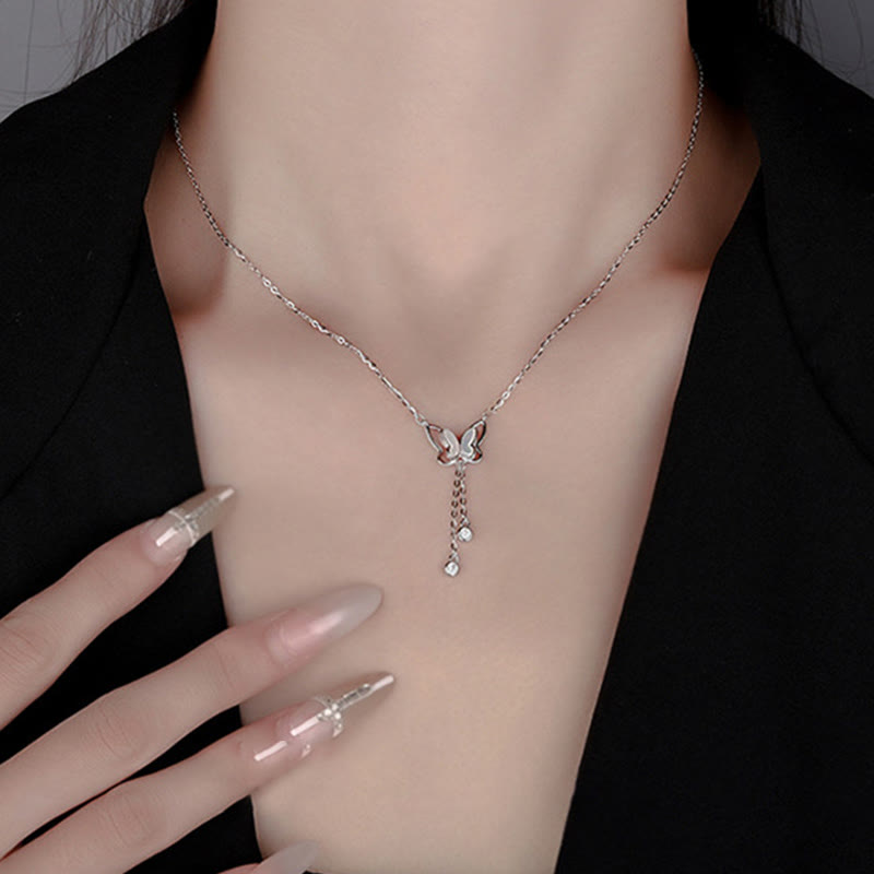 Buddha Stones 999 Srebro Tridacna Kamień Motyl Spokój Naszyjnik Wisiorek - image 8