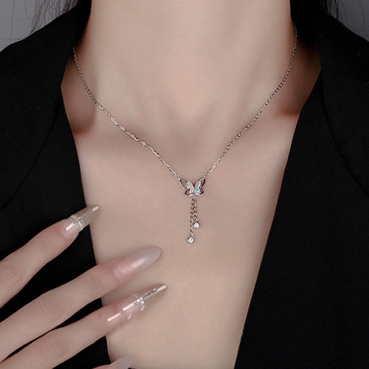 Buddha Stones 999 Srebro Tridacna Kamień Motyl Spokój Naszyjnik Wisiorek - image 8