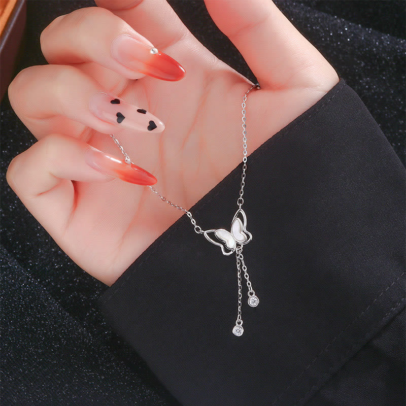 Buddha Stones 999 Srebro Tridacna Kamień Motyl Spokój Naszyjnik Wisiorek - image 4