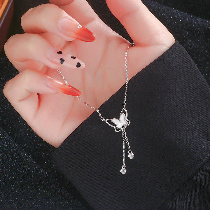 Buddha Stones 999 Srebro Tridacna Kamień Motyl Spokój Naszyjnik Wisiorek - image 4