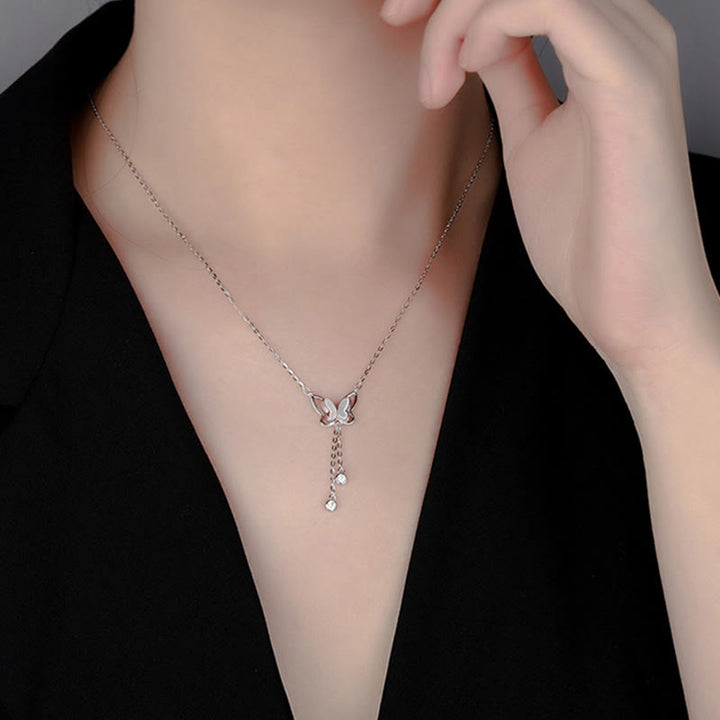 Buddha Stones 999 Srebro Tridacna Kamień Motyl Spokój Naszyjnik Wisiorek - image 3