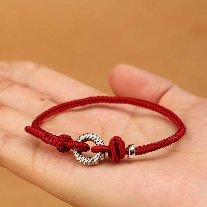 Buddha Stones 999 Srebro Sterling Rok Smoka Klamra Pokoju Bransoletka Szczęścia