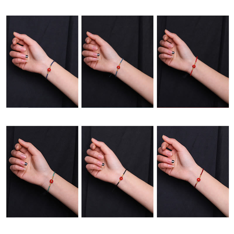 Buddha Stones 999 Złote Mini Koraliki Ręcznie Robione Kwiatowe Wzory Bransoletka Szczęścia Ochrona Liny - image 18