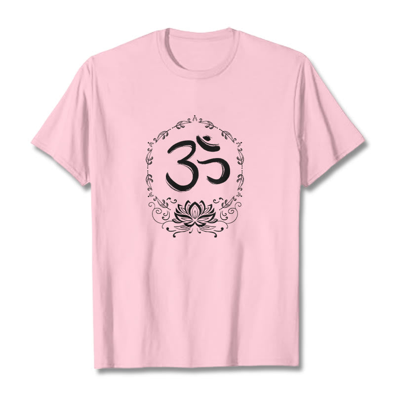 Koszulka z bawełny Buddha Stones OM Lotus Sketch - Jasnoróżowy - 2XL - image 15