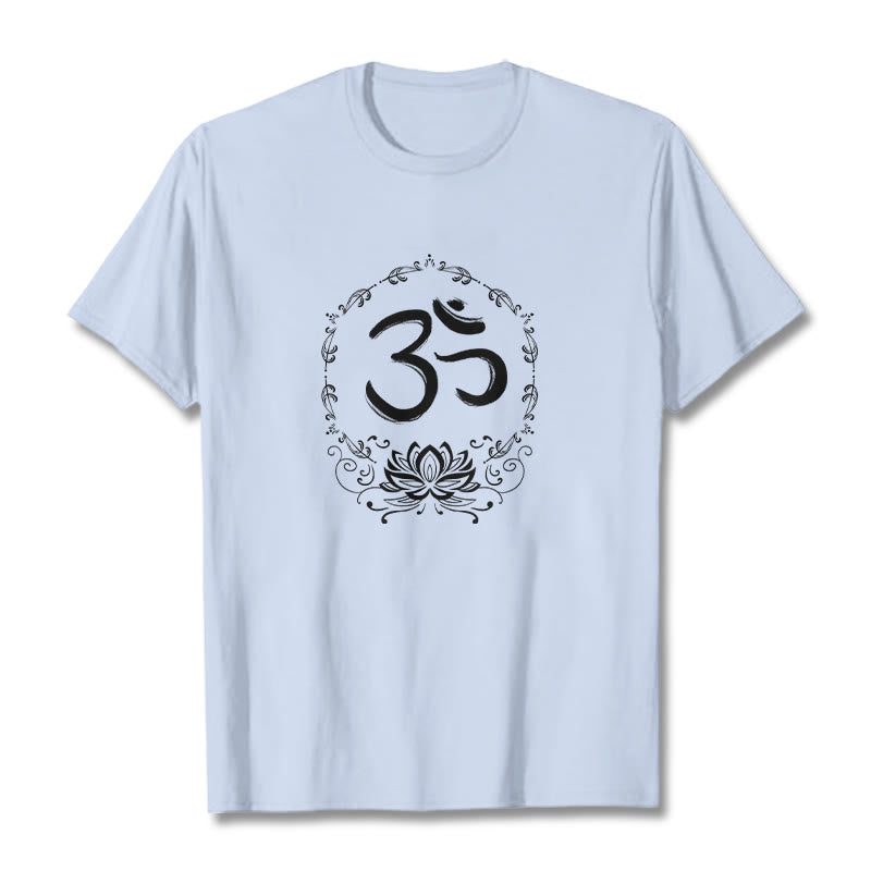 Koszulka z bawełny Buddha Stones OM Lotus Sketch - Jasnoniebieski - 2XL - image 13