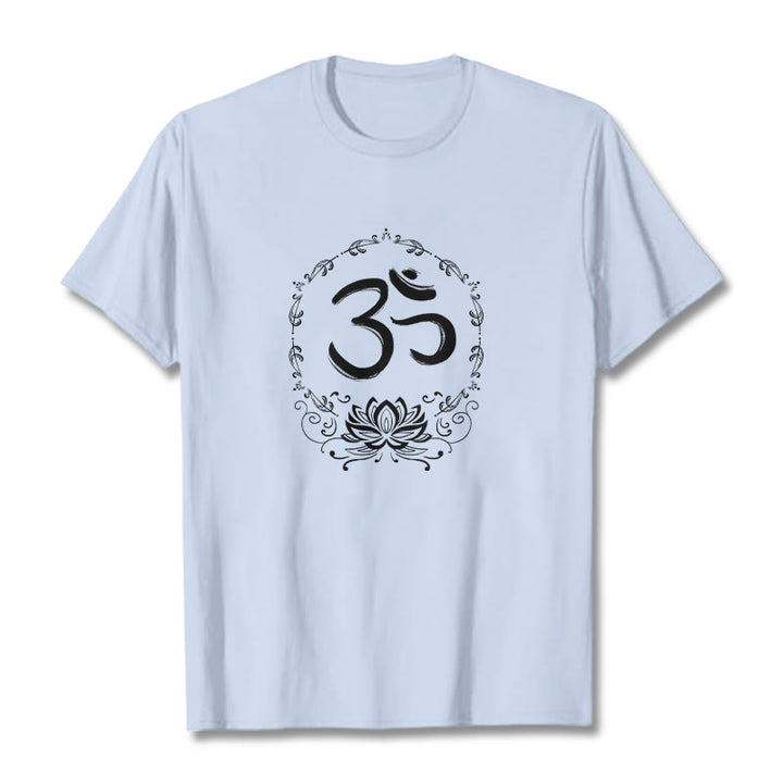 Koszulka z bawełny Buddha Stones OM Lotus Sketch - Jasnoniebieski - 2XL - image 14