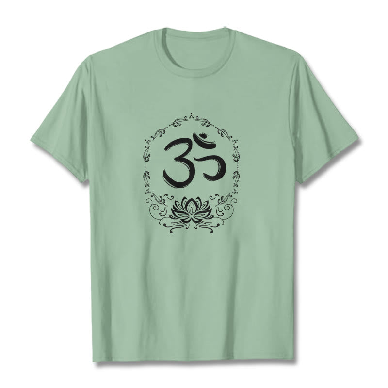 Koszulka z bawełny Buddha Stones OM Lotus Sketch - PaleGreen - 2XL - image 18
