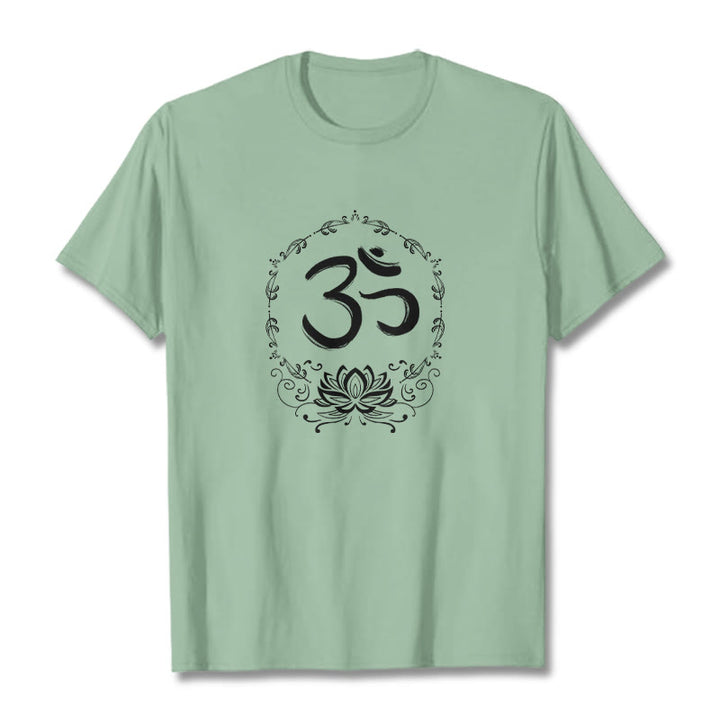 Koszulka z bawełny Buddha Stones OM Lotus Sketch - PaleGreen - 2XL - image 18