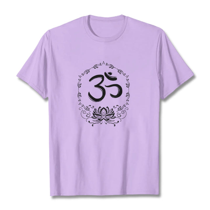 Koszulka z bawełny Buddha Stones OM Lotus Sketch - Śliwka - 2XL - image 17