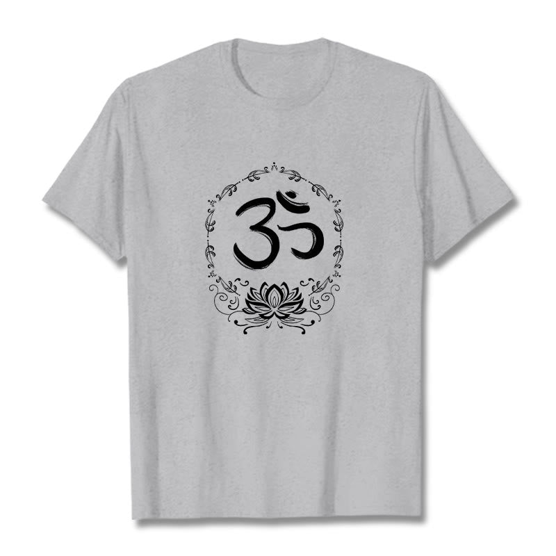 Koszulka z bawełny Buddha Stones OM Lotus Sketch - Jasnoszary - 2XL - image 11