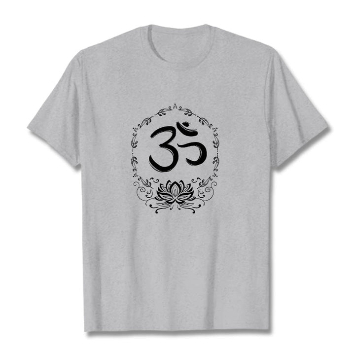 Koszulka z bawełny Buddha Stones OM Lotus Sketch - Jasnoszary - 2XL - image 11